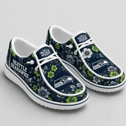 Seattle Seahawks | Premium NFL Team Colors Floral Loafer Shoes TD