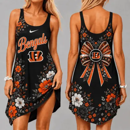 Cincinnati Bengals | Premium NFL Floral Women’s Sleeveless Cami Dress NY