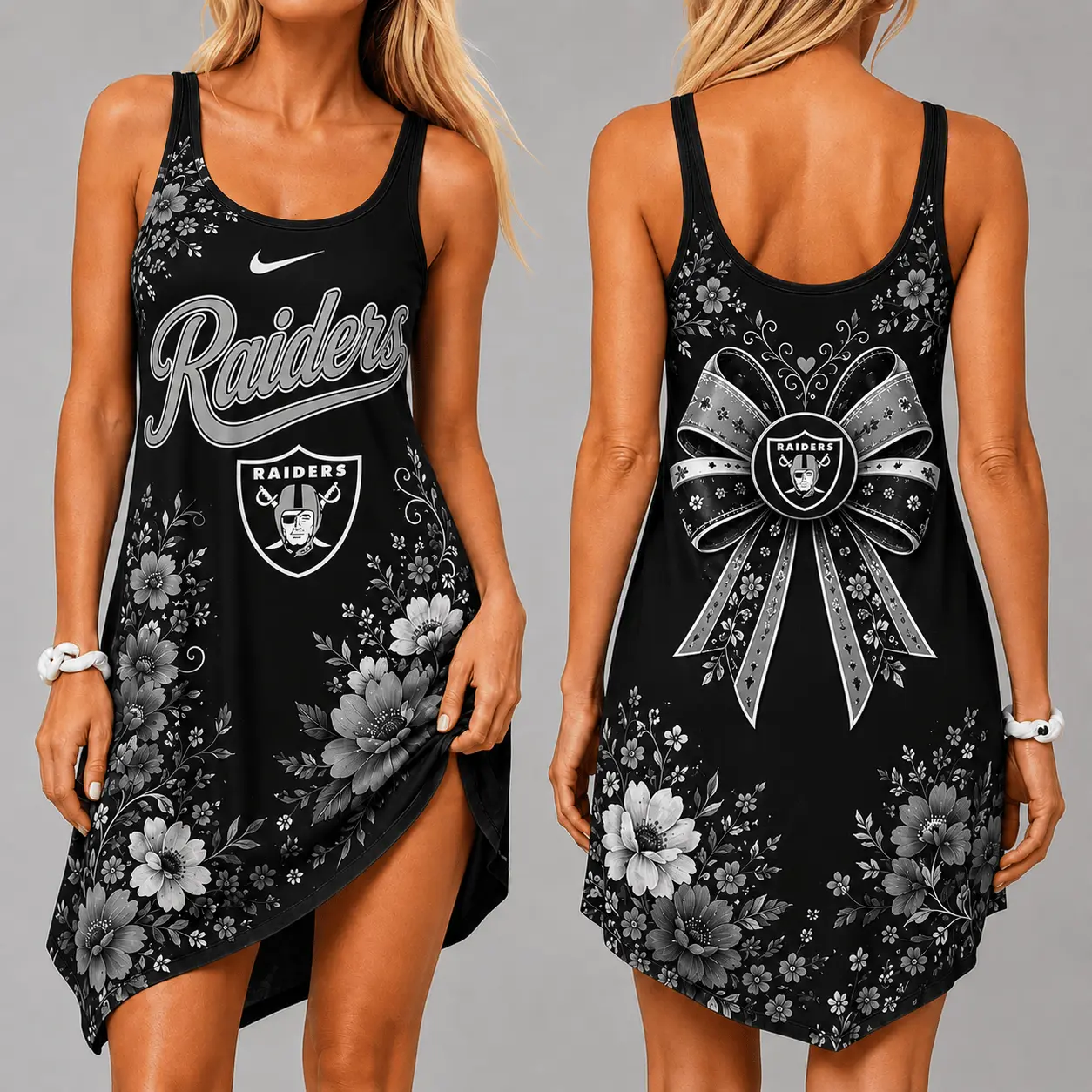 Las Vegas Raiders | Premium NFL Floral Women’s Sleeveless Cami Dress NY
