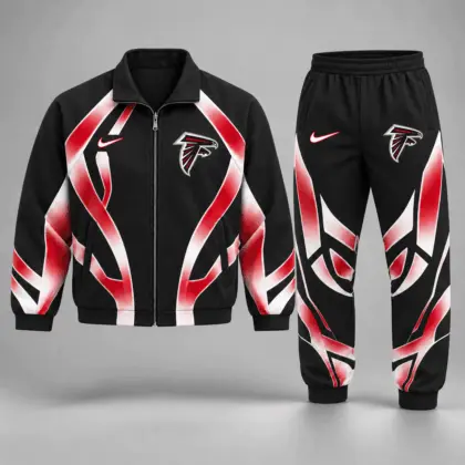Atlanta Falcons | Premium NFL Football Team Graphic Full Zip Jacket and Jogger Pants Set Fan Sports Tracksuit NDN