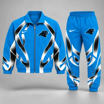 Carolina Panthers | Premium NFL Football Team Graphic Full Zip Jacket and Jogger Pants Set Fan Sports Tracksuit NDN
