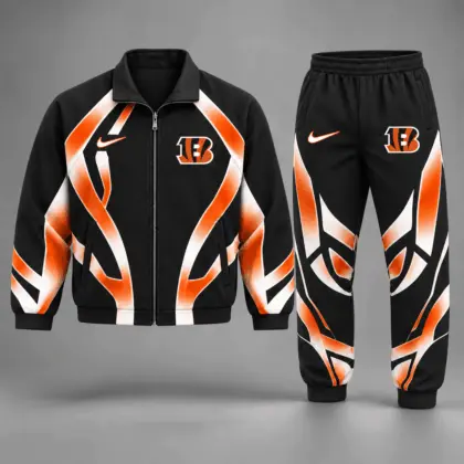 Cincinnati Bengals | Premium NFL Football Team Graphic Full Zip Jacket and Jogger Pants Set Fan Sports Tracksuit NDN