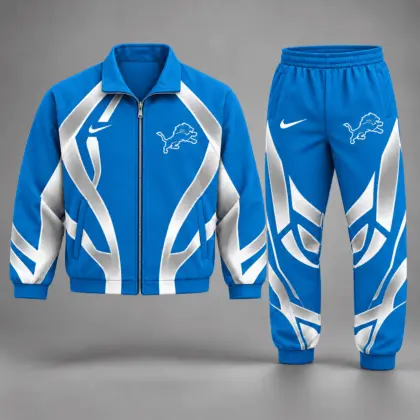 Detroit Lions | Premium NFL Football Team Graphic Full Zip Jacket and Jogger Pants Set Fan Sports Tracksuit NDN
