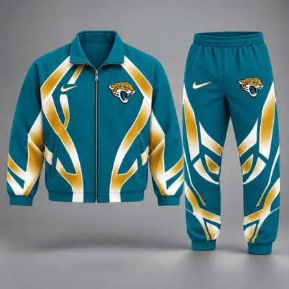 Jacksonville Jaguars | Premium NFL Football Team Graphic Full Zip Jacket and Jogger Pants Set Fan Sports Tracksuit NDN