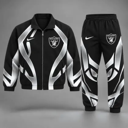 Las Vegas Raiders | Premium NFL Football Team Graphic Full Zip Jacket and Jogger Pants Set Fan Sports Tracksuit NDN