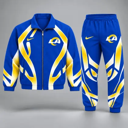 Los Angeles Rams | Premium NFL Football Team Graphic Full Zip Jacket and Jogger Pants Set Fan Sports Tracksuit NDN