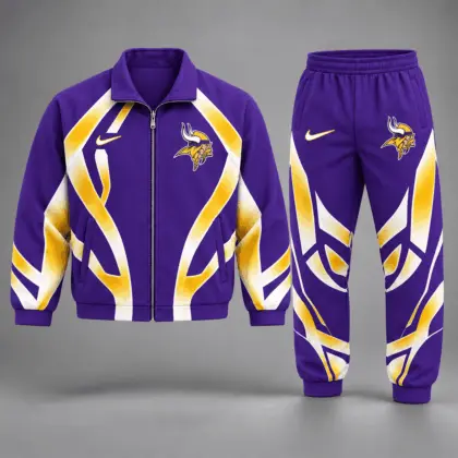Minnesota Vikings | Premium NFL Football Team Graphic Full Zip Jacket and Jogger Pants Set Fan Sports Tracksuit NDN
