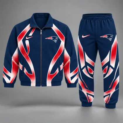 New England Patriots | Premium NFL Football Team Graphic Full Zip Jacket and Jogger Pants Set Fan Sports Tracksuit NDN
