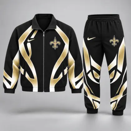 New Orleans Saints | Premium NFL Football Team Graphic Full Zip Jacket and Jogger Pants Set Fan Sports Tracksuit NDN