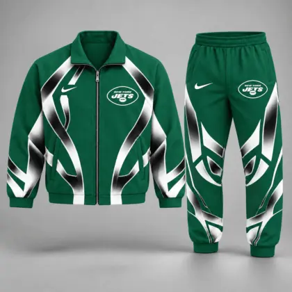 New York Jets | Premium NFL Football Team Graphic Full Zip Jacket and Jogger Pants Set Fan Sports Tracksuit NDN