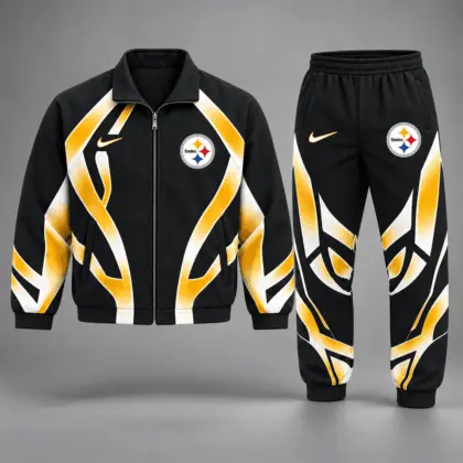 Pittsburgh Steelers | Premium NFL Football Team Graphic Full Zip Jacket and Jogger Pants Set Fan Sports Tracksuit NDN