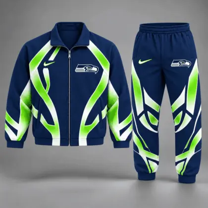 Seattle Seahawks | Premium NFL Football Team Graphic Full Zip Jacket and Jogger Pants Set Fan Sports Tracksuit NDN