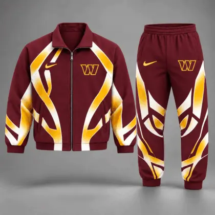 Washington Commanders | Premium NFL Football Team Graphic Full Zip Jacket and Jogger Pants Set Fan Sports Tracksuit NDN