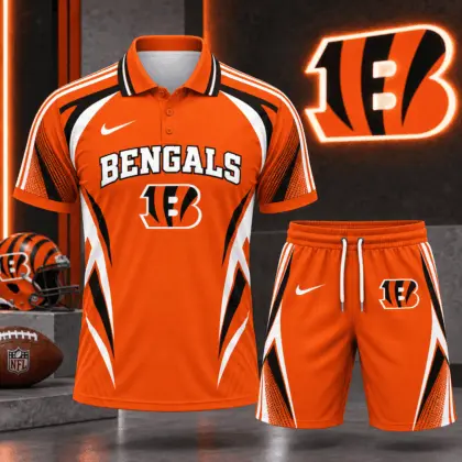Cincinnati Bengals | Premium NFL Football Club Graphic Polo Shirt and Shorts Set Fan Sports Outfit NDN