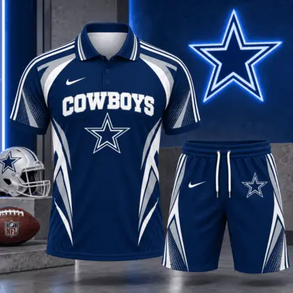 Dallas Cowboys | Premium NFL Football Club Graphic Polo Shirt and Shorts Set Fan Sports Outfit NDN