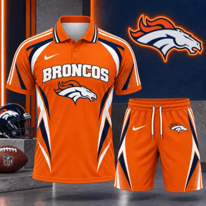 Denver Broncos | Premium NFL Football Club Graphic Polo Shirt and Shorts Set Fan Sports Outfit NDN