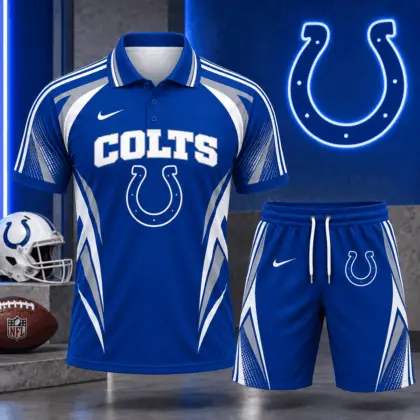 Indianapolis Colts | Premium NFL Football Club Graphic Polo Shirt and Shorts Set Fan Sports Outfit NDN