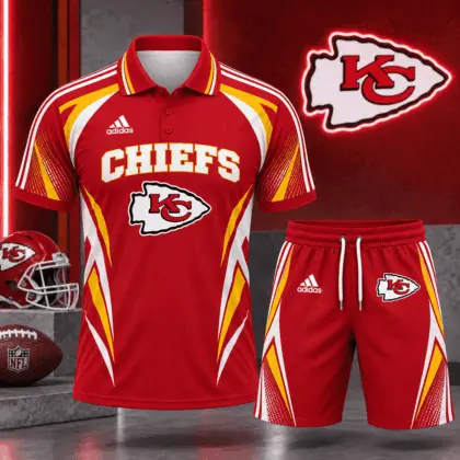 Kansas City Chiefs | Premium NFL Football Club Graphic Polo Shirt and Shorts Set Fan Sports Outfit NDN