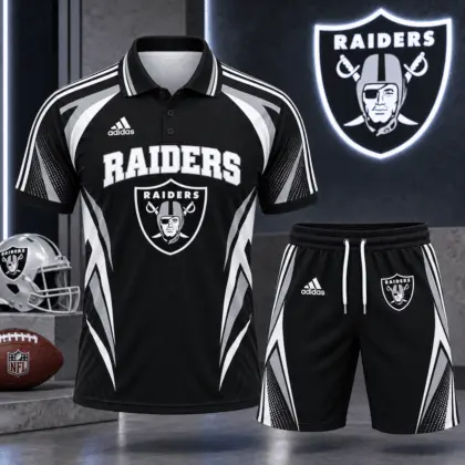 Las Vegas Raiders | Premium NFL Football Club Graphic Polo Shirt and Shorts Set Fan Sports Outfit NDN