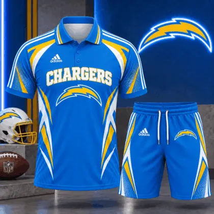 Los Angeles Chargers | Premium NFL Football Club Graphic Polo Shirt and Shorts Set Fan Sports Outfit NDN