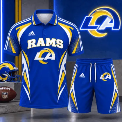 Los Angeles Rams | Premium NFL Football Club Graphic Polo Shirt and Shorts Set Fan Sports Outfit NDN