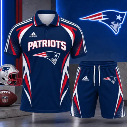 New England Patriots | Premium NFL Football Club Graphic Polo Shirt and Shorts Set Fan Sports Outfit NDN