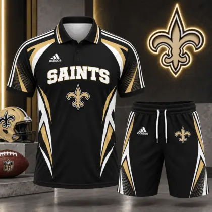 New Orleans Saints | Premium NFL Football Club Graphic Polo Shirt and Shorts Set Fan Sports Outfit NDN