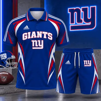 New York Giants | Premium NFL Football Club Graphic Polo Shirt and Shorts Set Fan Sports Outfit NDN