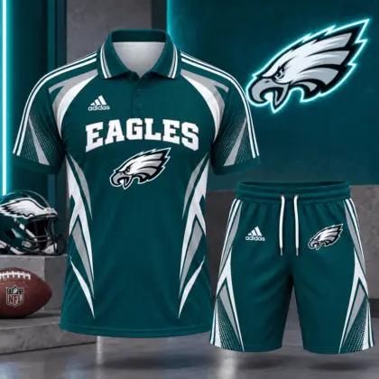 Philadelphia Eagles | Premium NFL Football Club Graphic Polo Shirt and Shorts Set Fan Sports Outfit NDN