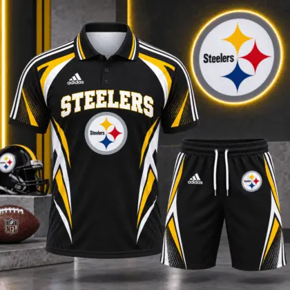 Pittsburgh Steelers | Premium NFL Football Club Graphic Polo Shirt and Shorts Set Fan Sports Outfit NDN
