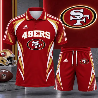 San Francisco 49ers | Premium NFL Football Club Graphic Polo Shirt and Shorts Set Fan Sports Outfit NDN