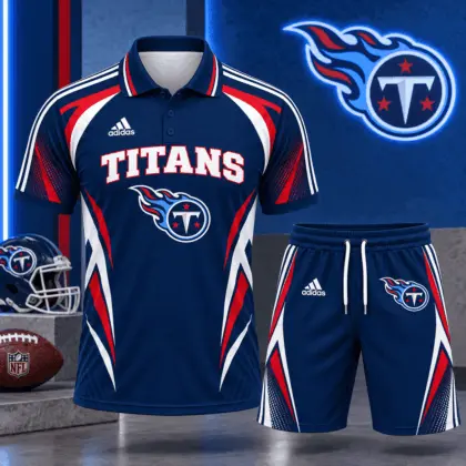 Tennessee Titans | Premium NFL Football Club Graphic Polo Shirt and Shorts Set Fan Sports Outfit NDN
