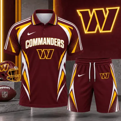 Washington Commanders | Premium NFL Football Club Graphic Polo Shirt and Shorts Set Fan Sports Outfit NDN