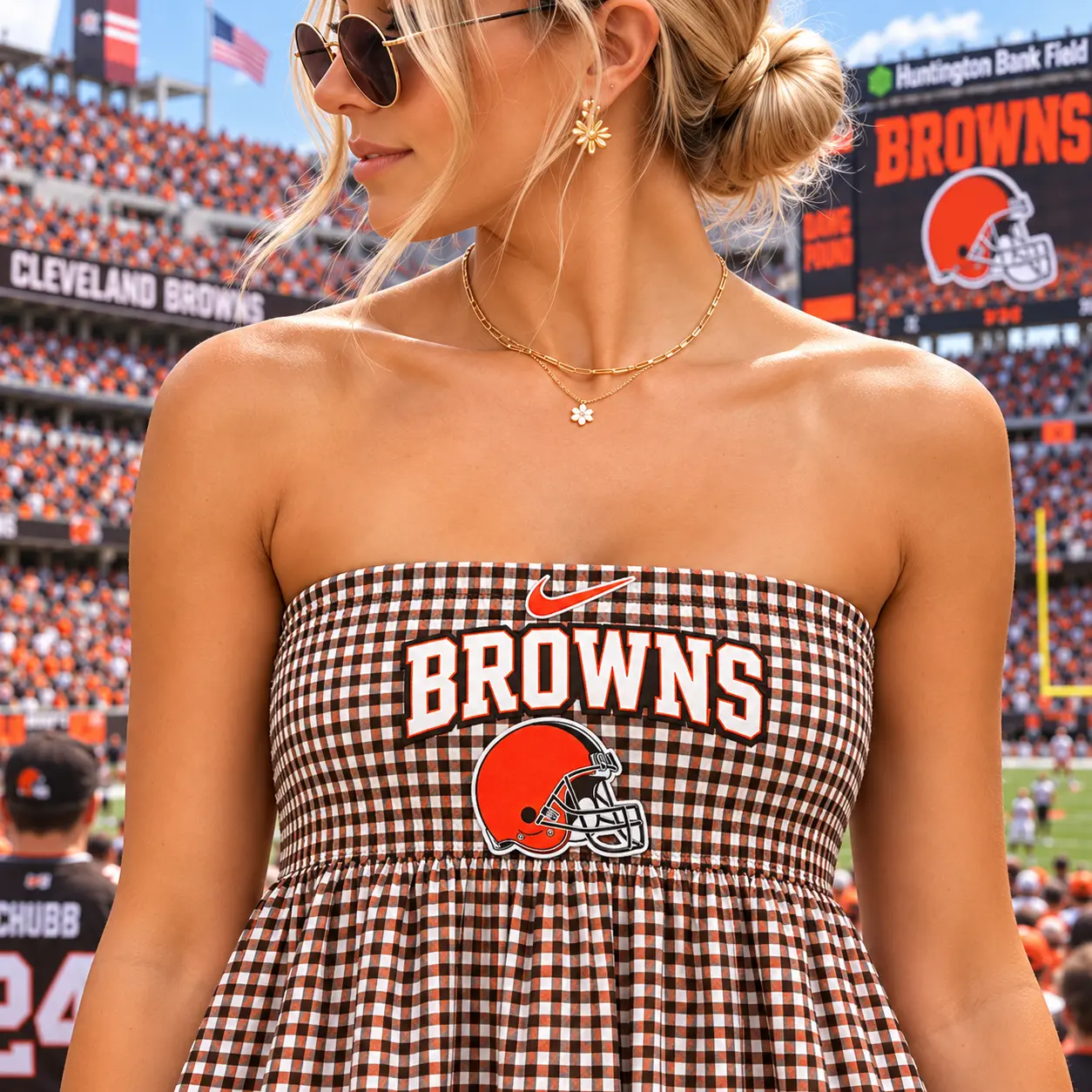 Cleveland Browns | Premium NFL Caro Game Day Strapless Mini Dress TD - Image 3