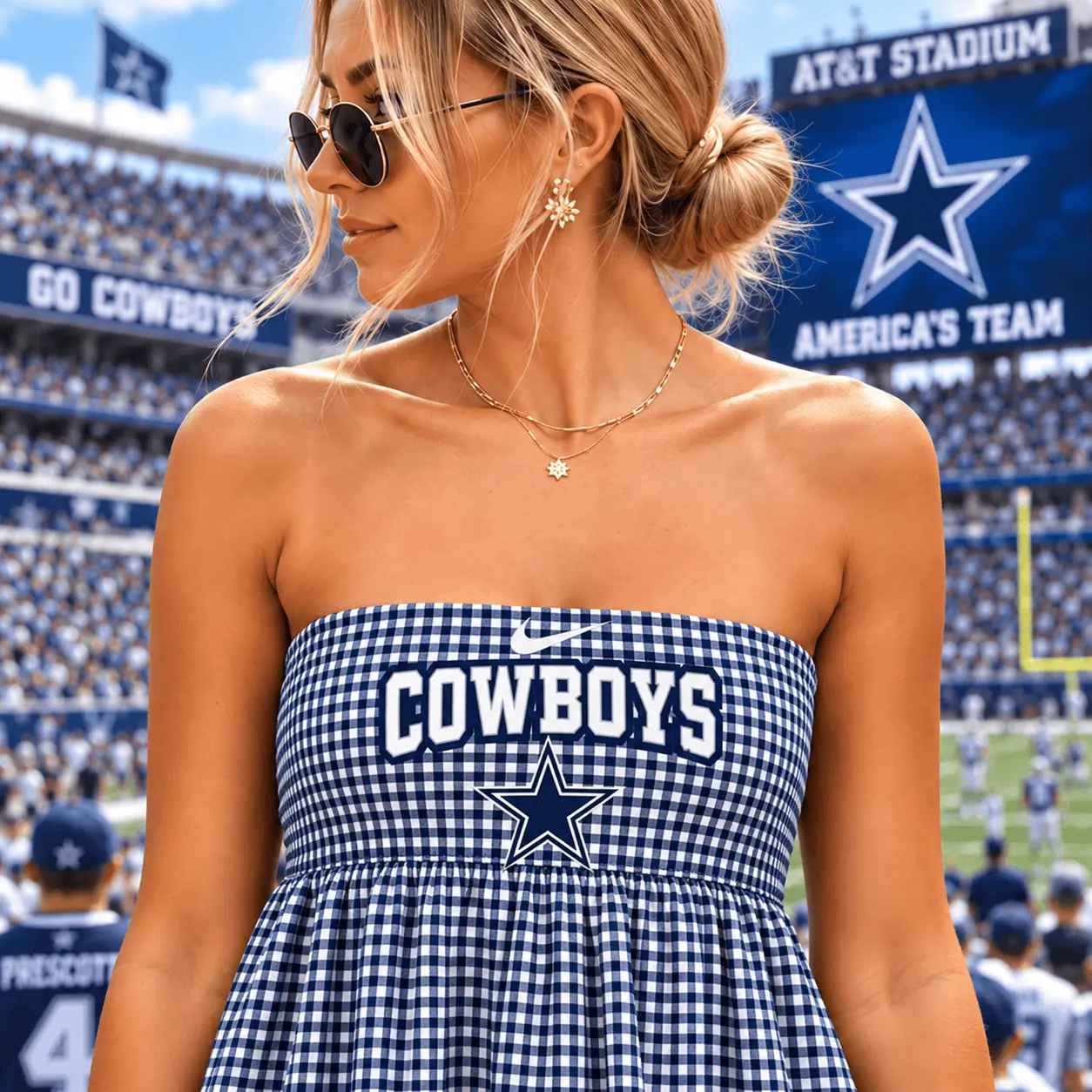 Dallas Cowboys | Premium NFL Caro Game Day Strapless Mini Dress TD - Image 3