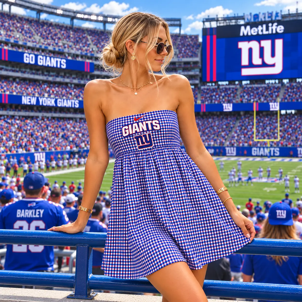 New York Giants | Premium NFL Caro Game Day Strapless Mini Dress TD - Image 3