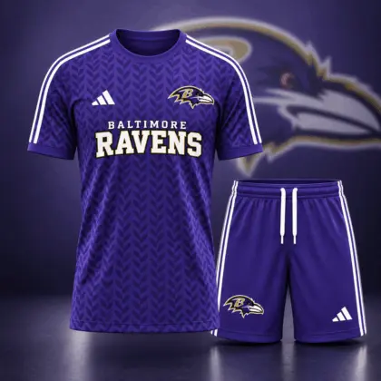 Baltimore Ravens | Premium NFL Classic Team Pattern T-Shirt and Shorts Set NDN