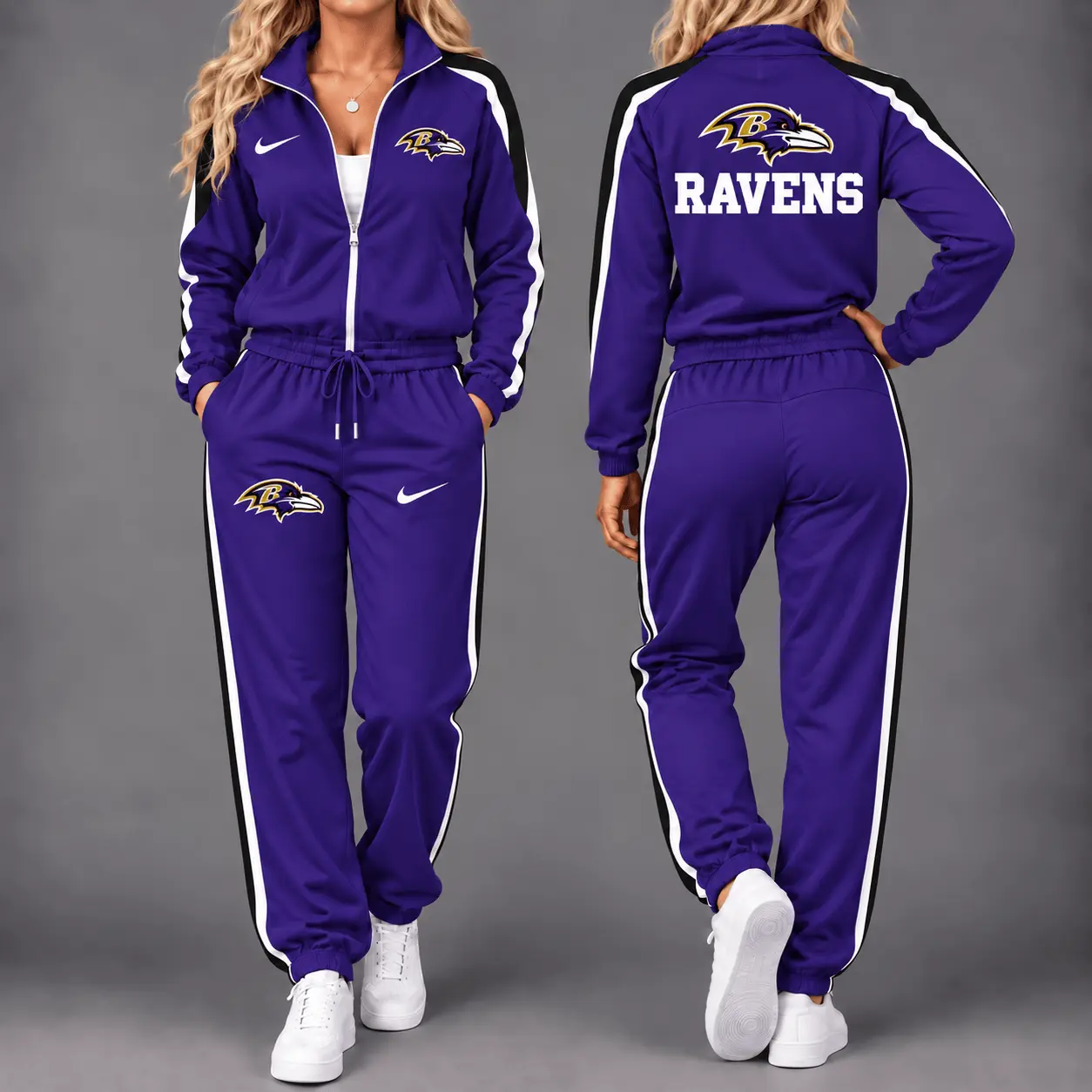 Baltimore Ravens | Premium NFL Game Day Waterproof Windbreaker Zip-Up Tracksuit Set NY