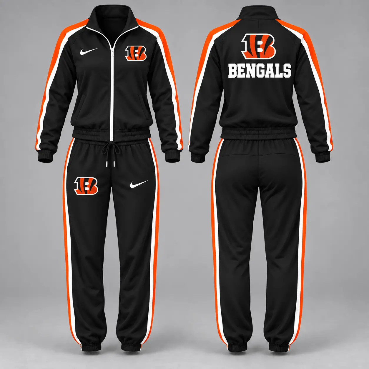 Cincinnati Bengals | Premium NFL Game Day Waterproof Windbreaker Zip-Up Tracksuit Set NY - Image 2