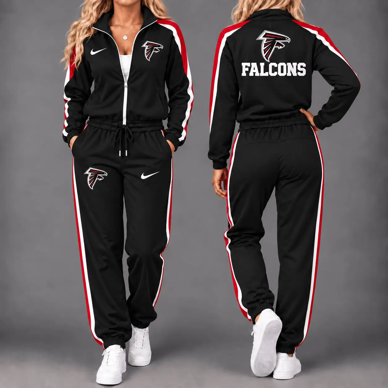 Atlanta Falcons | Premium NFL Game Day Waterproof Windbreaker Zip-Up Tracksuit Set NY