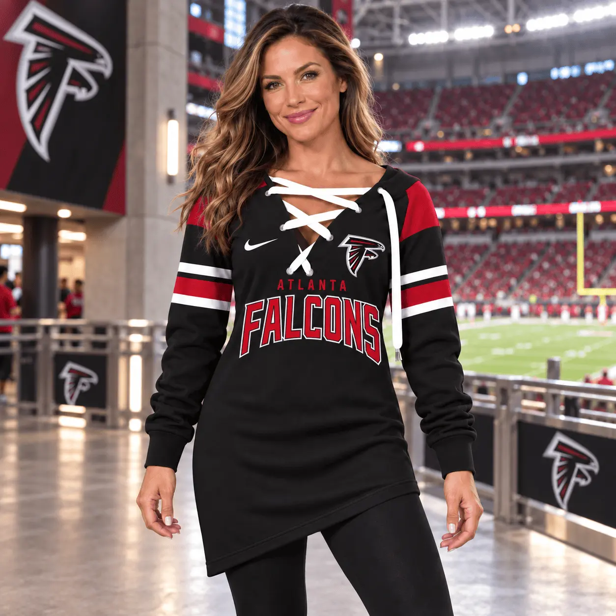 Atlanta Falcons | Premium NFL Game Day Spirit Lace-Up Sweatshirt TD - Image 2
