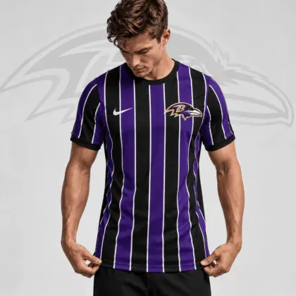 Baltimore Ravens | Premium NFL Team Crest Vertical Stripe Performance Football Jersey NDN