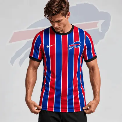 Buffalo Bills | Premium NFL Team Crest Vertical Stripe Performance Football Jersey NDN
