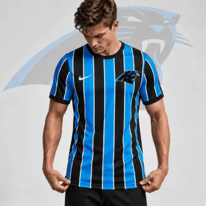 Carolina Panthers | Premium NFL Team Crest Vertical Stripe Performance Football Jersey NDN
