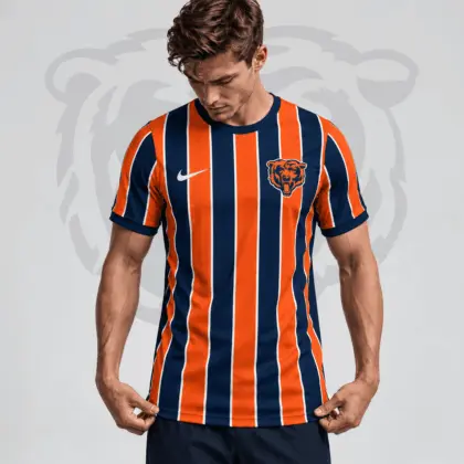 Chicago Bears | Premium NFL Team Crest Vertical Stripe Performance Football Jersey NDN