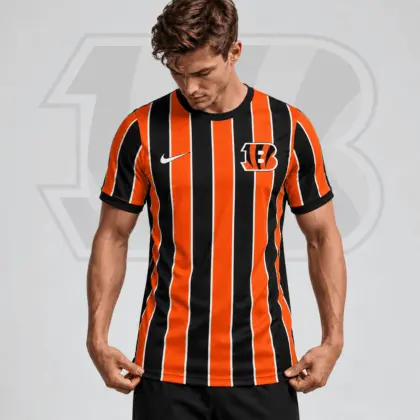 Cincinnati Bengals | Premium NFL Team Crest Vertical Stripe Performance Football Jersey NDN