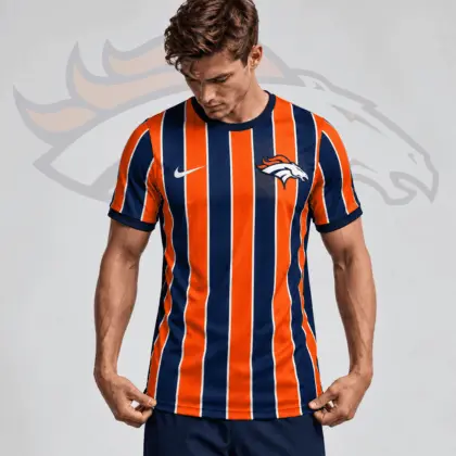 Denver Broncos | Premium NFL Team Crest Vertical Stripe Performance Football Jersey NDN