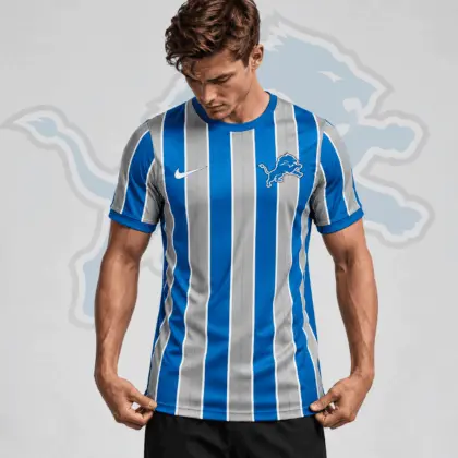 Detroit Lions | Premium NFL Team Crest Vertical Stripe Performance Football Jersey NDN