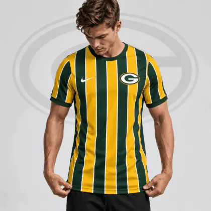 Green Bay Packers | Premium NFL Team Crest Vertical Stripe Performance Football Jersey NDN