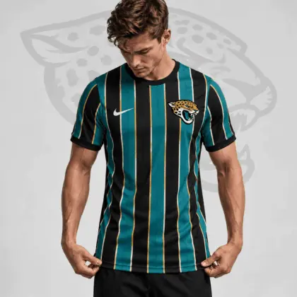 Jacksonville Jaguars | Premium NFL Team Crest Vertical Stripe Performance Football Jersey NDN